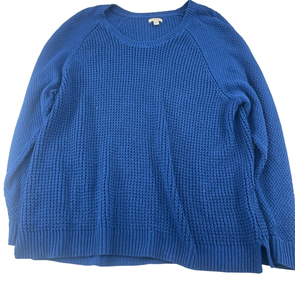 Sonoma Life+Style Womens 3X Sweater Blue Cotton/Acrylic Waffle‎ Knit